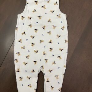 Ralph Lauren White Footies with Bear Print